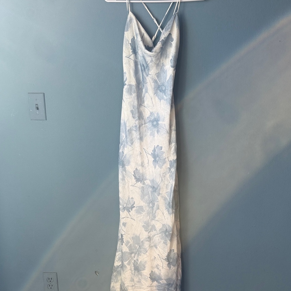 12th Tribe Blue and White Floral Maxi Dress
